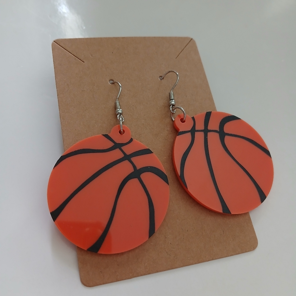 Fashion Jewelry Orange Basketball Earrings
